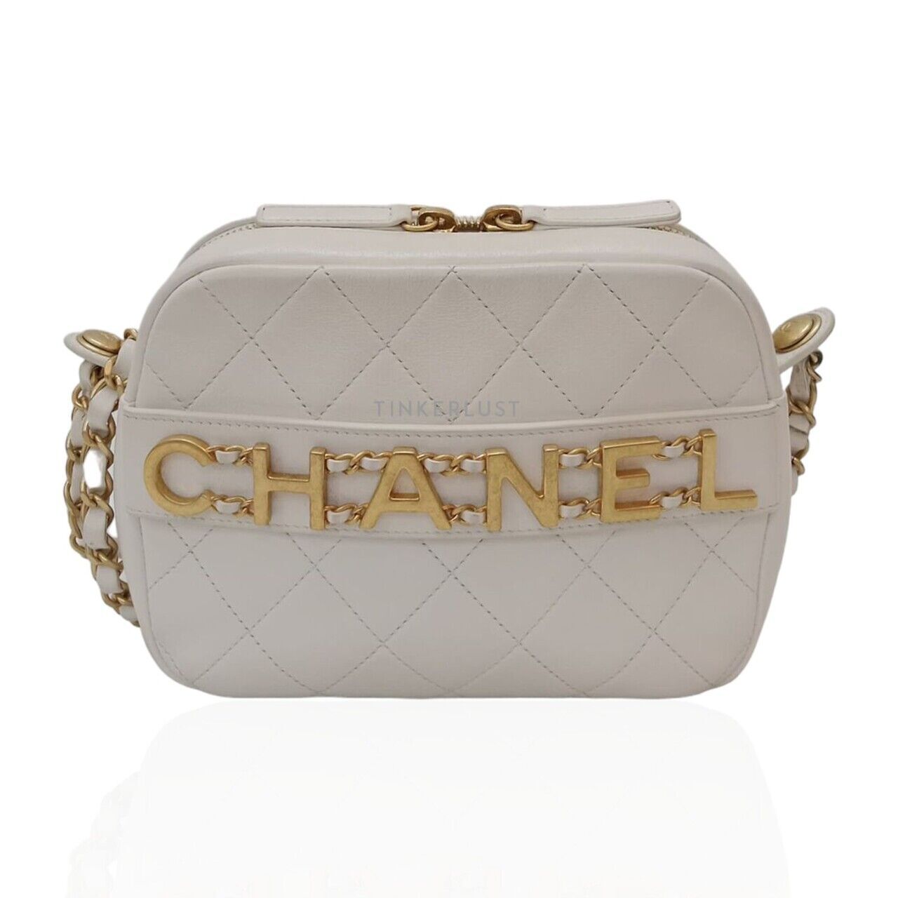 tas sling bag Chanel Camera Bag White Calfskin 29 GHW Sling Bag Tinkerlust